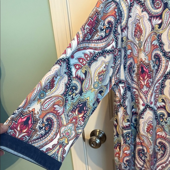 Miss Elaine Multicolor Paisley button down sleep shirt - Picture 3 of 5